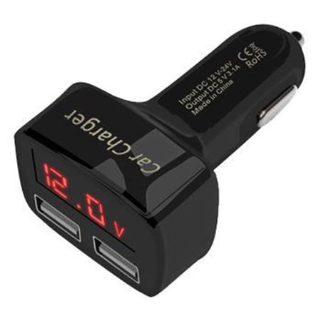 Picture of Car Cigarette Lighter Charger,4 in 1 Dual Ports USB 3.1A, Temperature Display LED