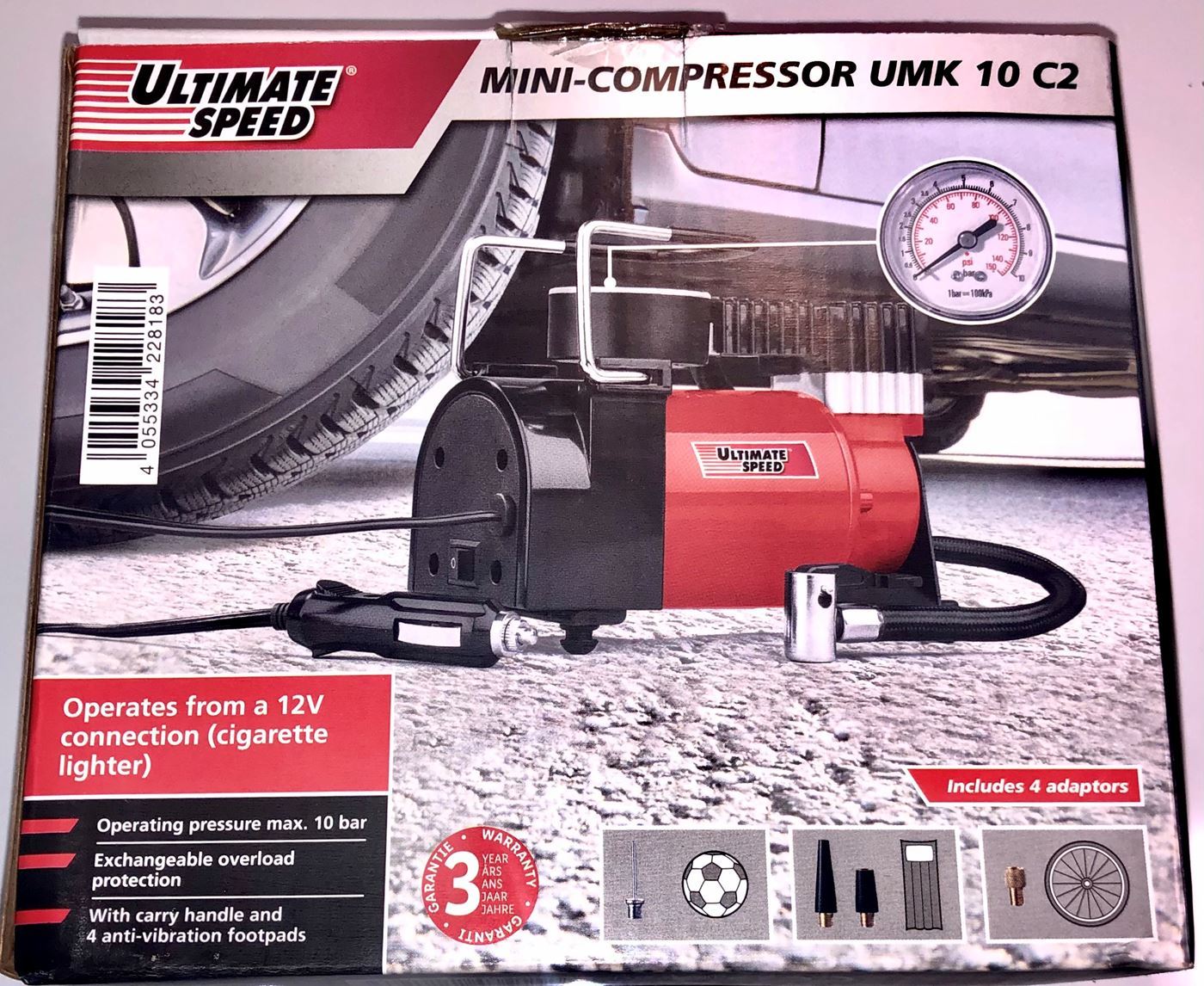 Ultimate® Speed Mini Kompressor UMK 10 C2 : : Automotive